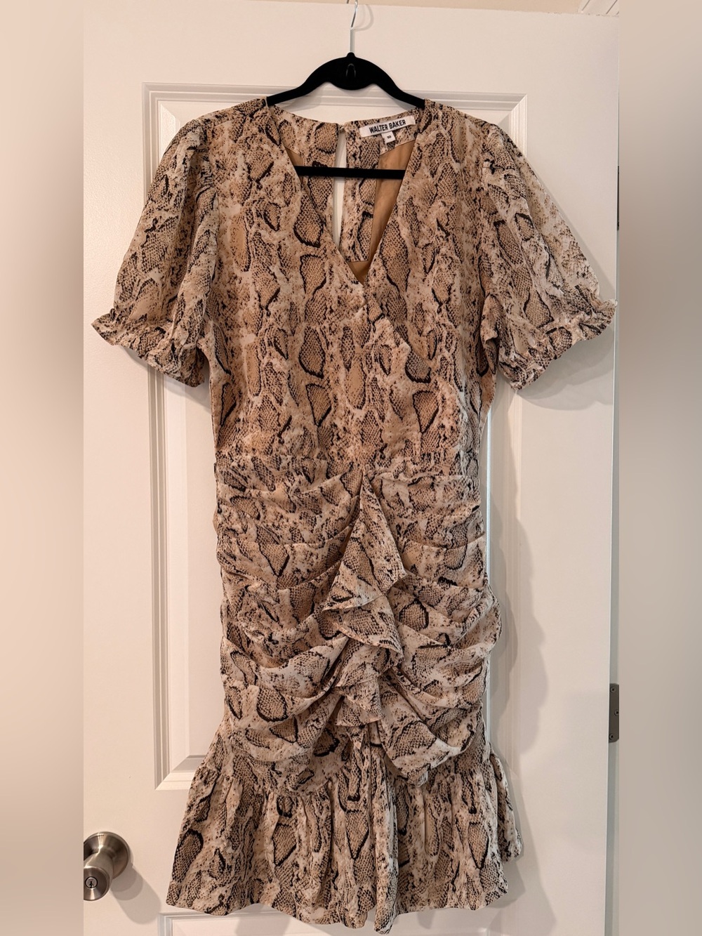 Walter Baker Beige and Brown Snakeskin Print Dress